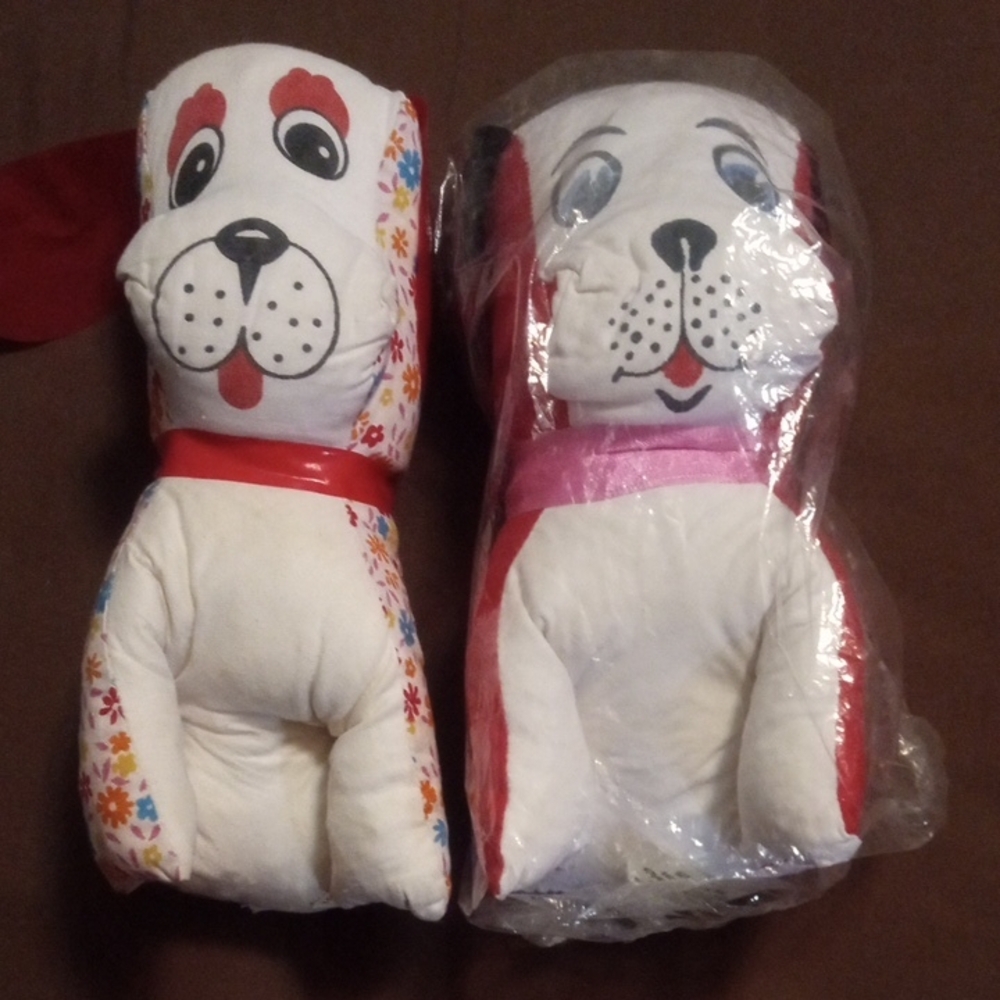 Set Of 2 Patchwork Pups Vintage Carnival Plush Prize